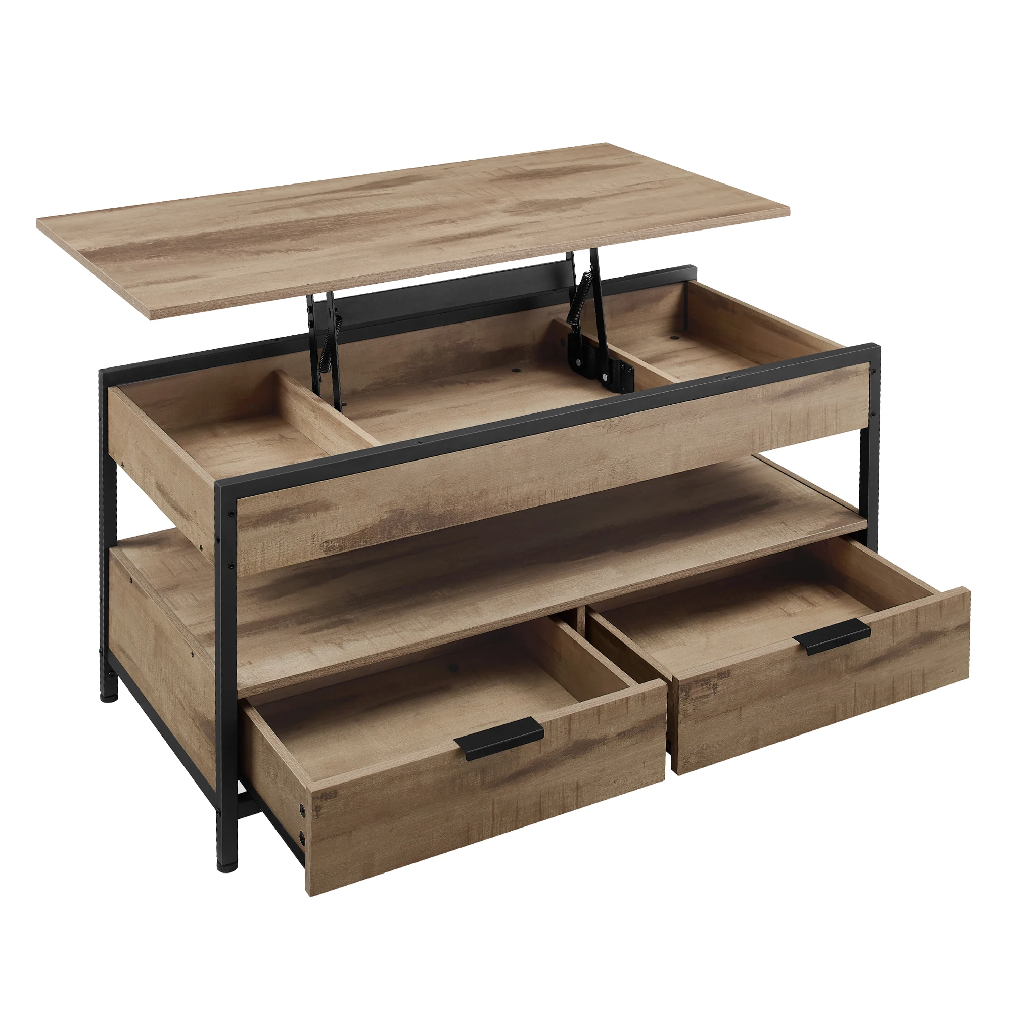 VASAGLE-mesa de centro elevadora para sala de estar, con cajones de almacenamiento, compartimentos ocultos y estante abierto