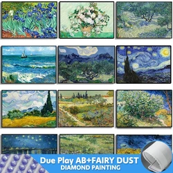 Fairy Dust AB DIY Van Gogh Diamond Painting 5D Full Mosaic Abstract Garden Almond Blossoms Starry Night Rhinestone Decor Home
