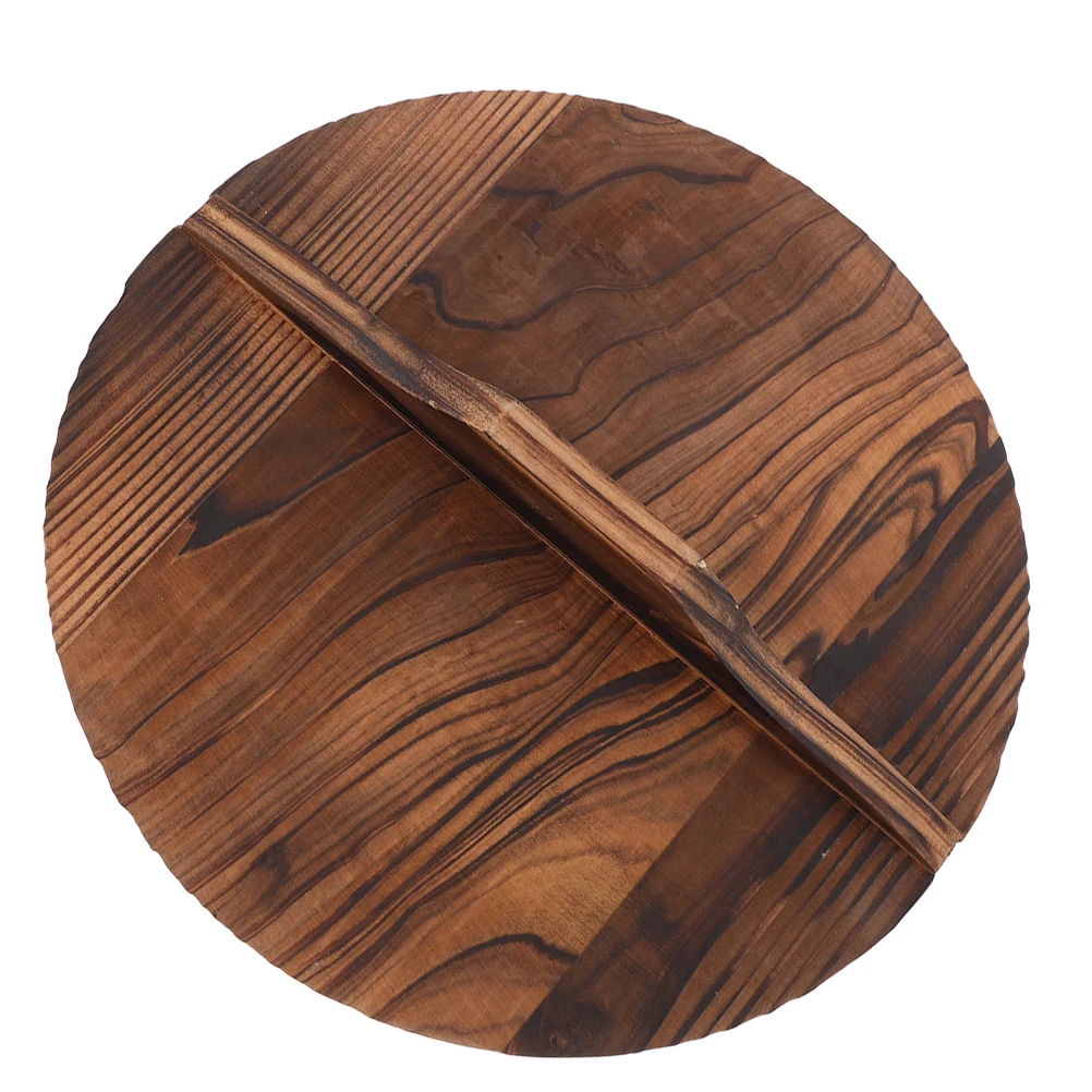 

Carbonized Wooden Pot Lid Round Cedar Wok Cover Cast Iron Pan Skillets Accessories Chinese Cookware Flat Design