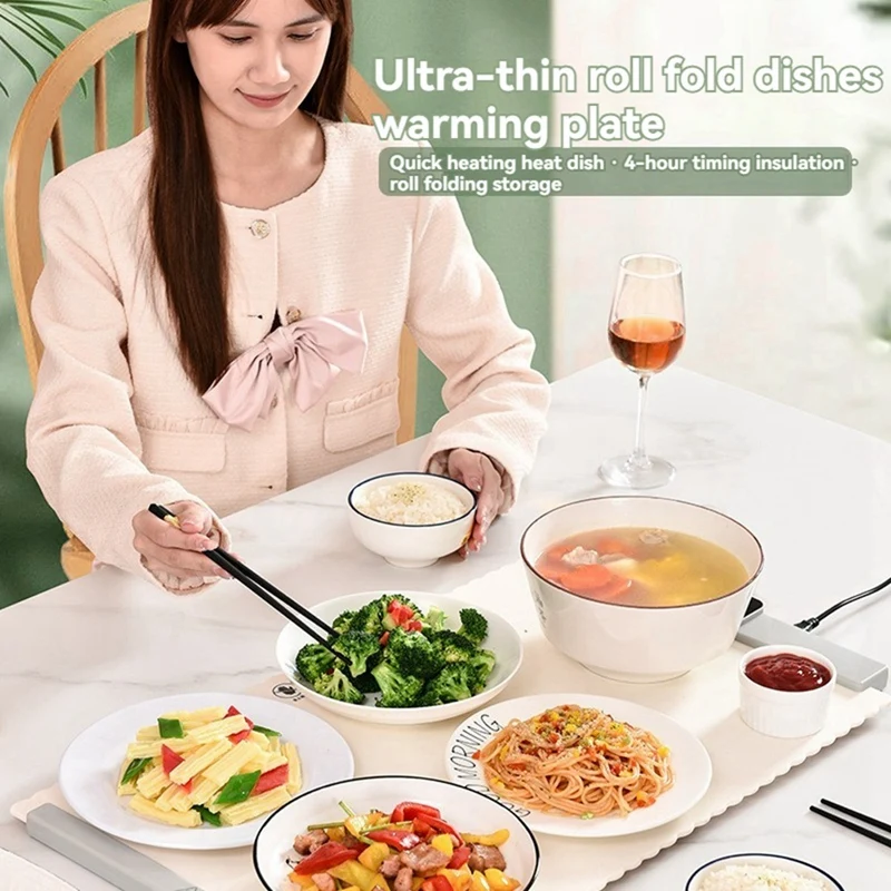 Premium Silicone Heating Mat For Food With Timing Function For Parties Holidays Entertaining And Home Dinners US Plug