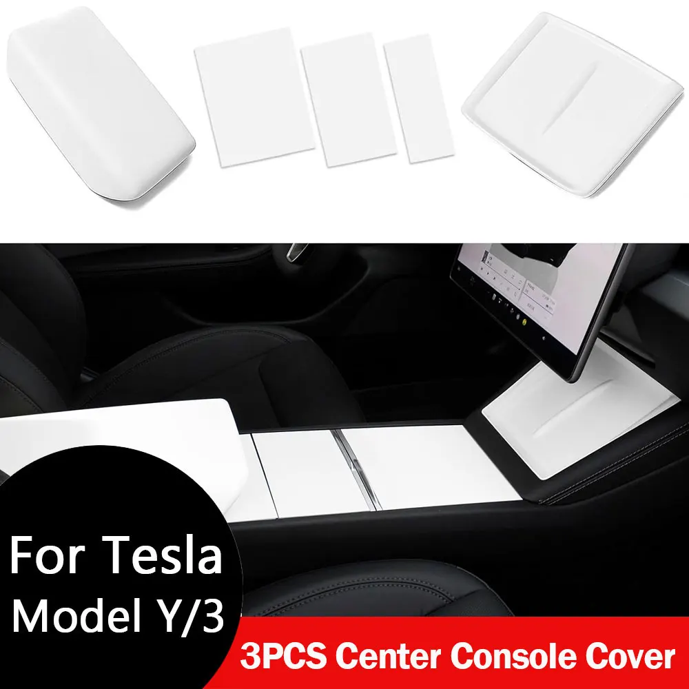 

3PCS Center Console Cover for Tesla Model Y Juniper Model 3 Highland Armrest Cover Wireless Charging Center Console Static Pad