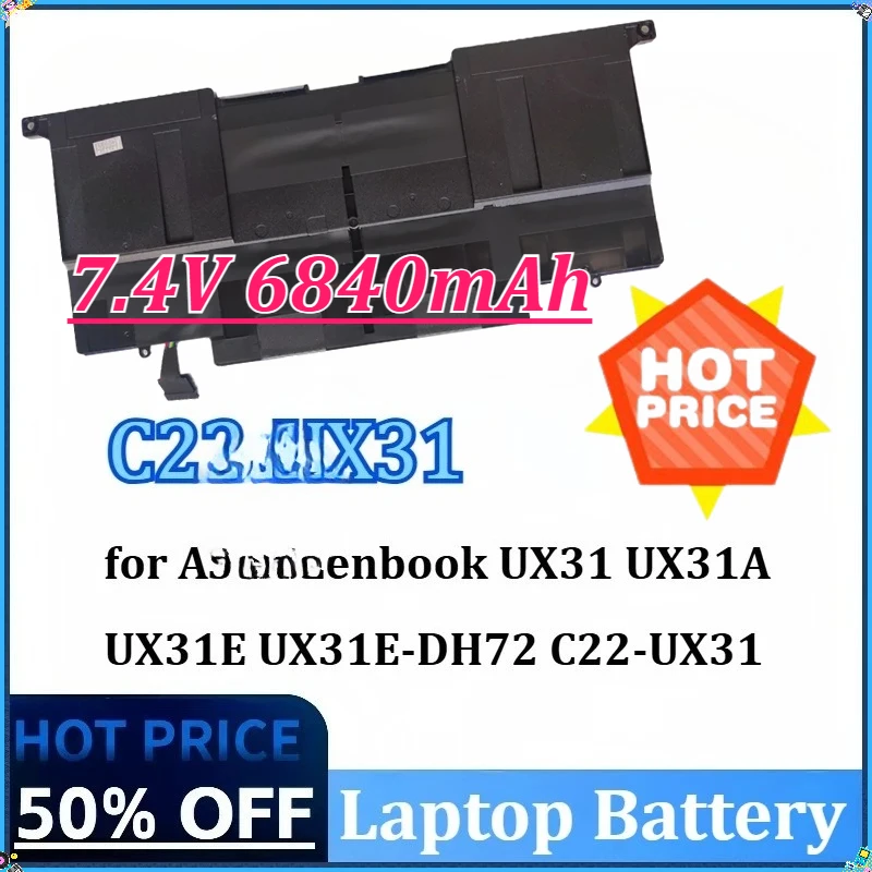 

Новый 7,4 В 50 Втч 6840 мАч Новый аккумулятор для ноутбука C22-UX31 для ASUS Zenbook UX31 UX31A UX31E-DH72 UX31E C22-UX31 C23-UX31 высокой емкости