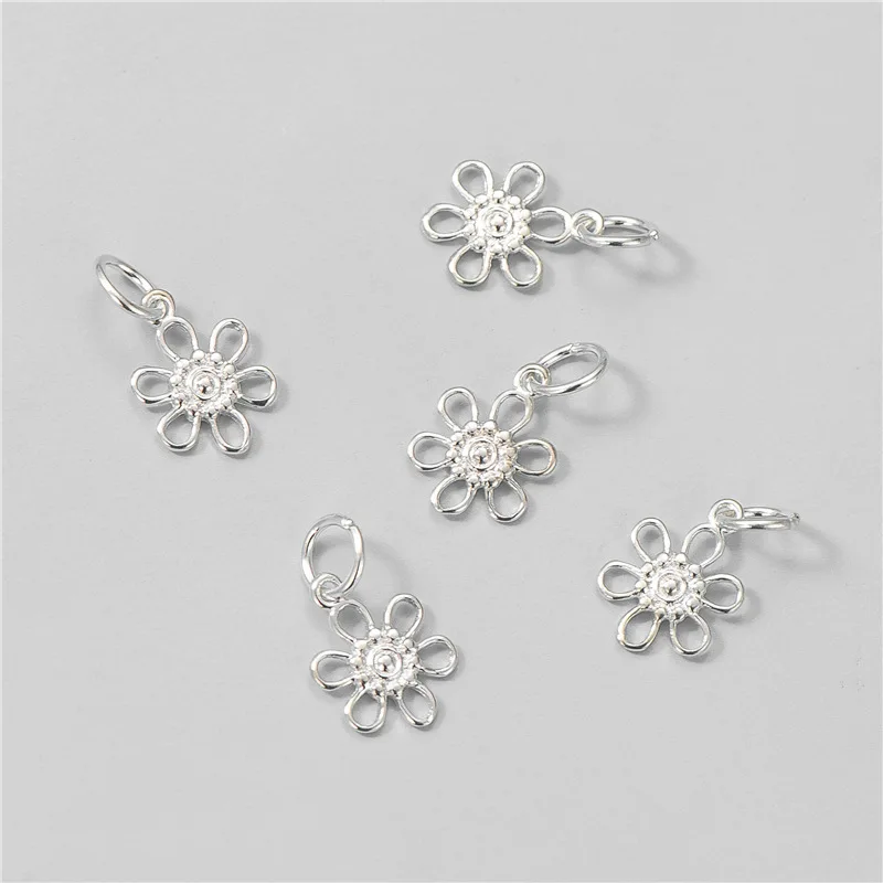 1pc 925 Sterling Silver Pretty Sunflower Ring Charms 11.4x8.5mm Women Earrings Necklace Floral Silver Pendants DIY Jewelry Craft