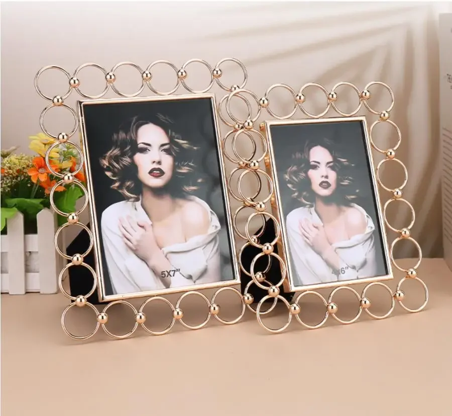 fashion 6/7 inches silver white Metal photo Frames Picture Photocard Holder Photo Frame for desktop decoration