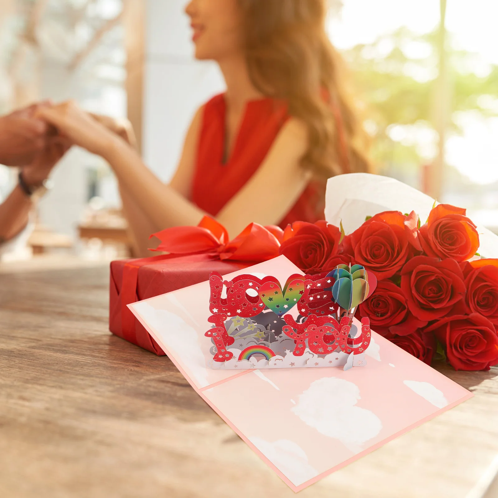 

1Set Up Card Paper Greeting Craft I Love You Design for Anniversary Valentine Mother Father Wedding Birthday Celebration