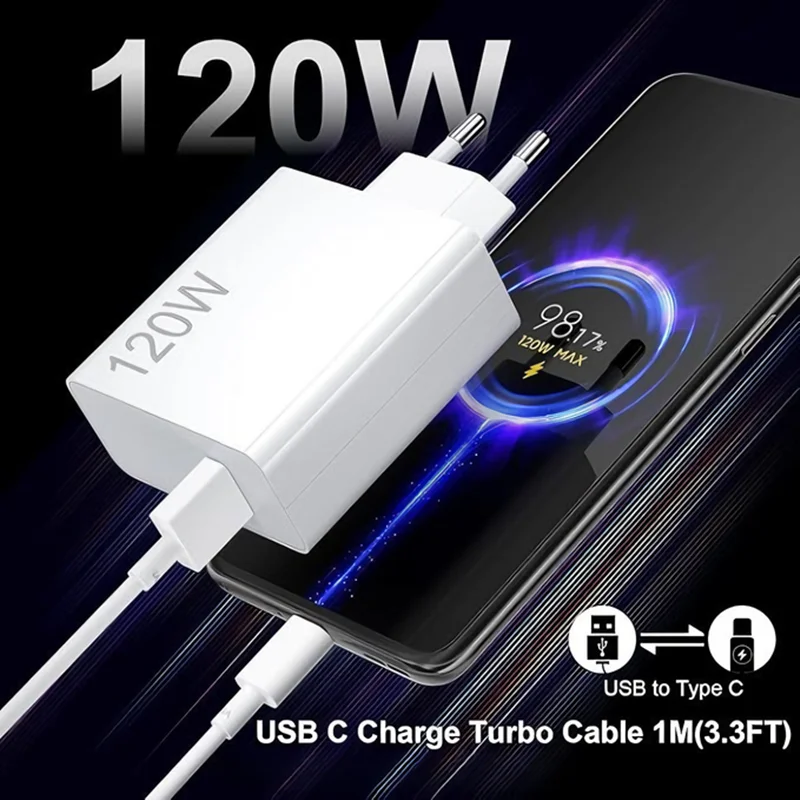 120W Super Fast Charger For Xiaomi 13 14 15 15T 17 Redmi Note 12 13 14 Pro POCO F7 F8 X6 X7 X8 Pro Type C USB Rapid Charge Cable