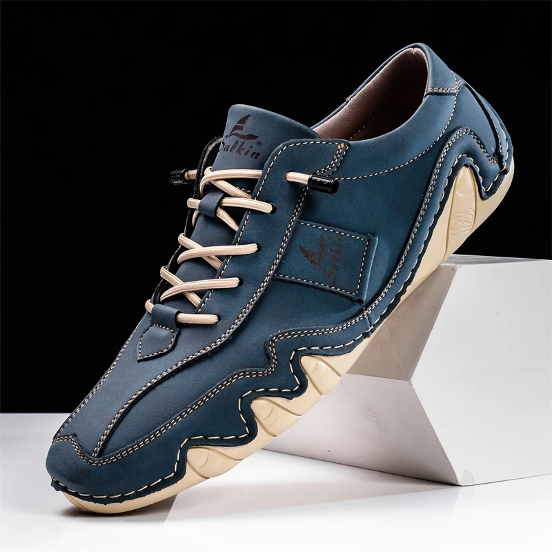 

Fashion Blue Man Casual Sneakers Flat Slip-on Leather Casual Shoes Men Comfortable Large Size 48 Social Shoe Male zapatos hombre