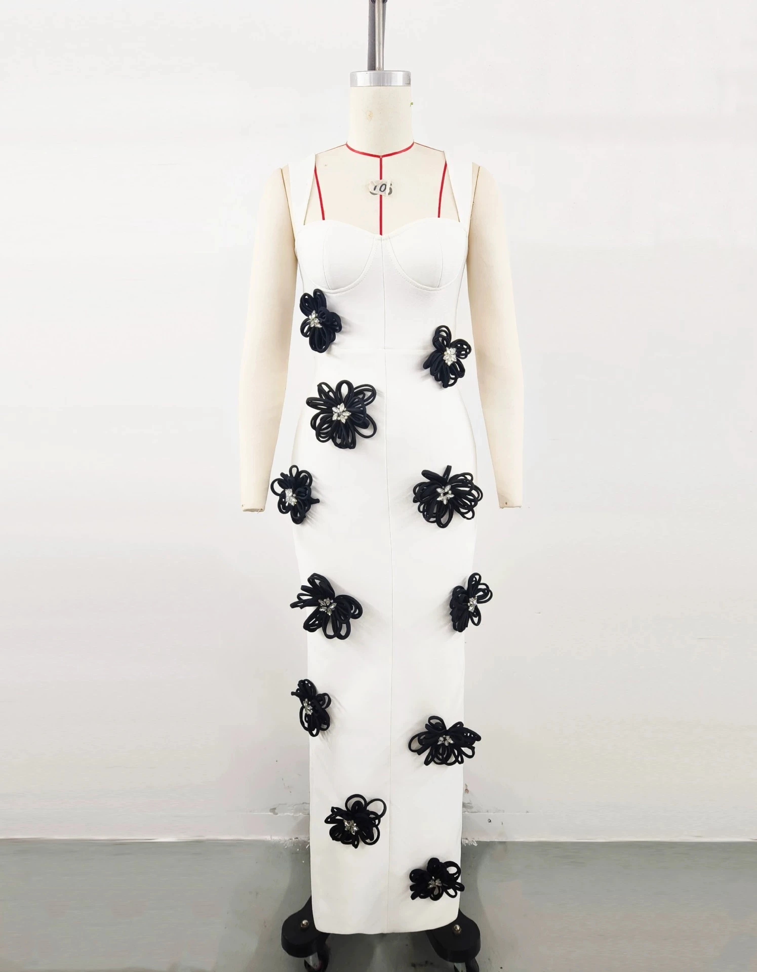 Abbigliamento europeo e americano stile caldo elegante fiore fasciatura gonna abito da sera gonna da banchetto di fascia alta da donna-GZXX1086