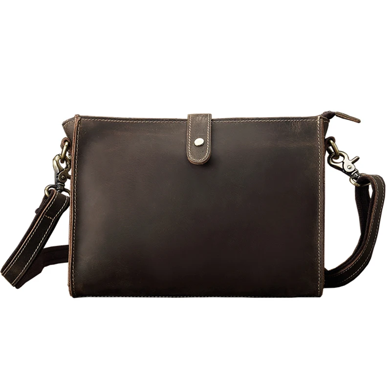Retro Handmade Genuine Leather Cross body Bag Vintage Cowhide Leather Shoulder Bag Male Casual Handbag Outdoor Messenger Bag