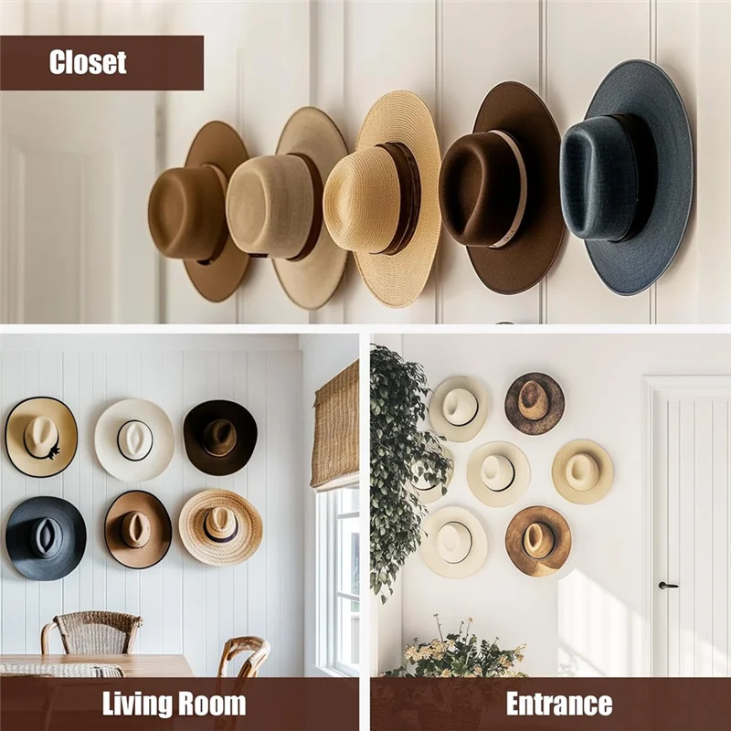 

8Pcs Adhesive Hat Rack Display Hooks For Wall Door Baseball Cap Holder Closet Storage Organizer Cap Hanger