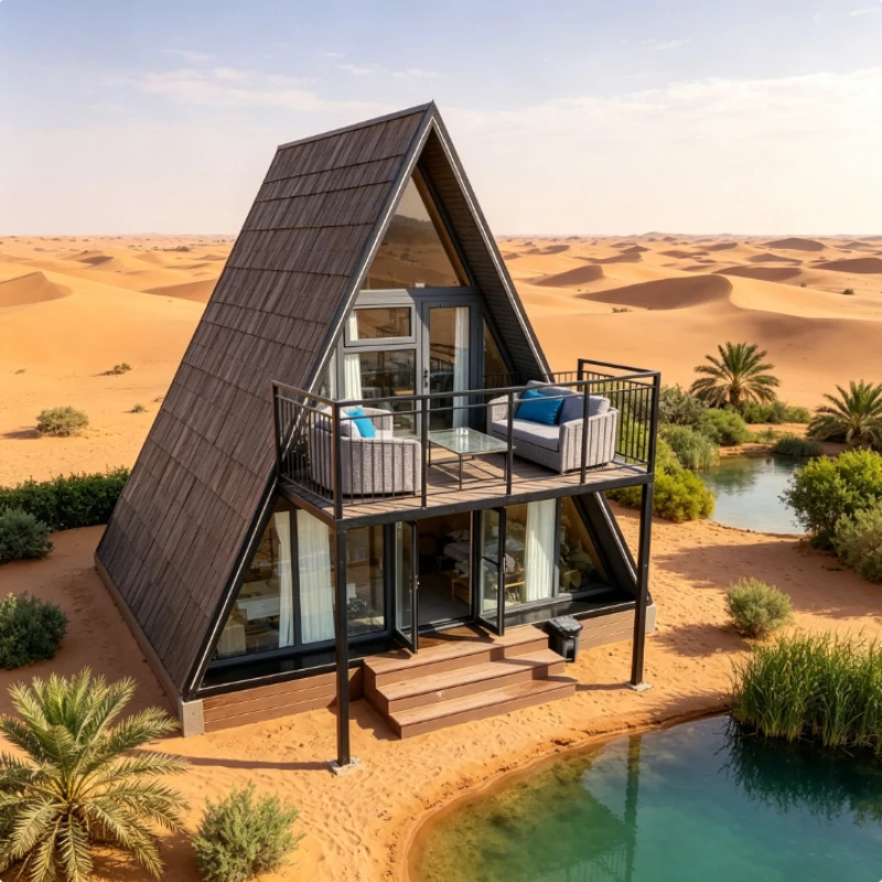 A-Frame House Quick Build Triangle Cabin Prefabricated Wood Villa Modern Tiny Home for Commercial Resort and Private Garden