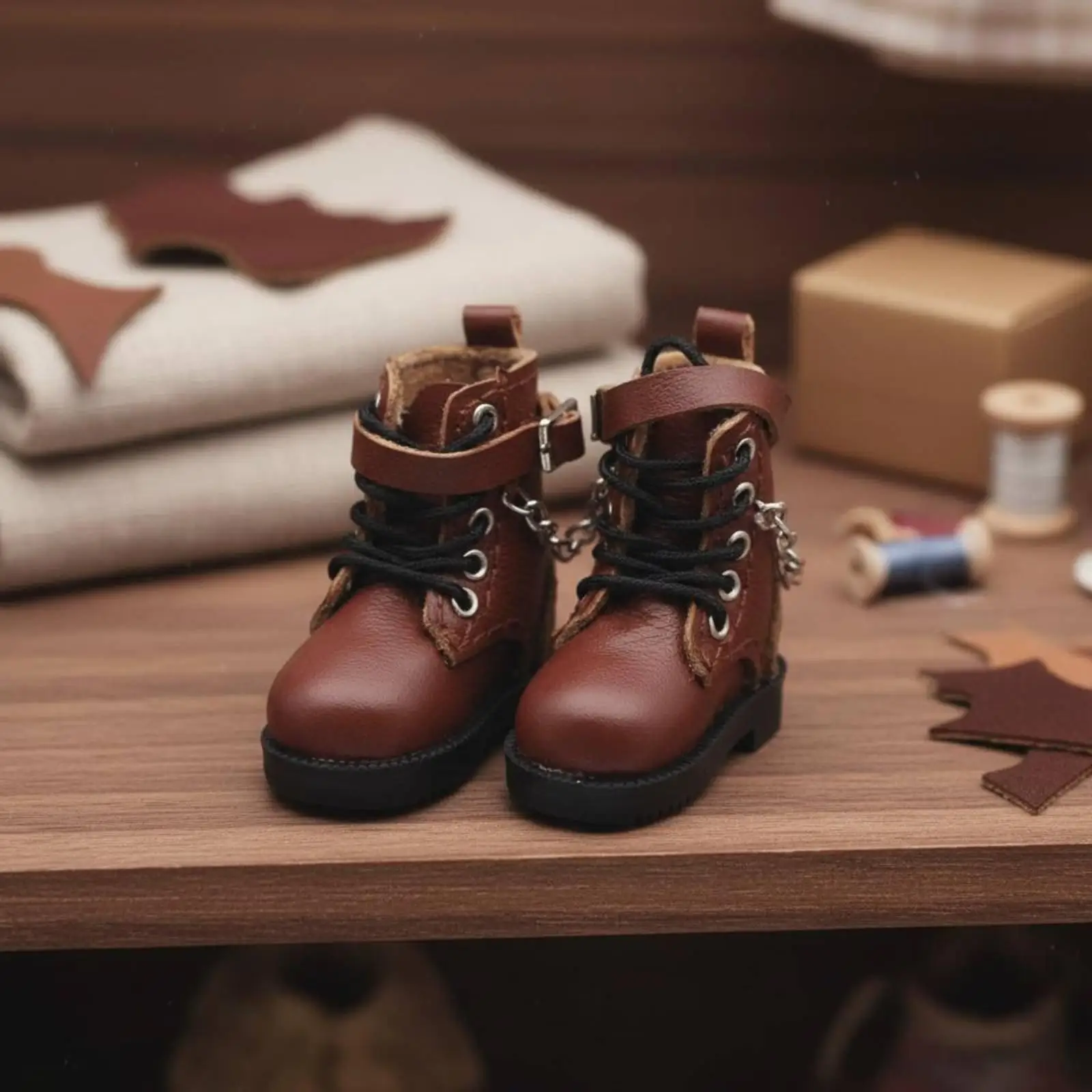 3.2cm Doll Shoes Realistic Miniature Chain Boots Stylish for Hobbyists