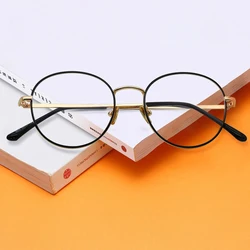 Optical Glasses For Man and Woman Round Metal Frame Eyewears Computer Spectacles Anti-Blue Glasses