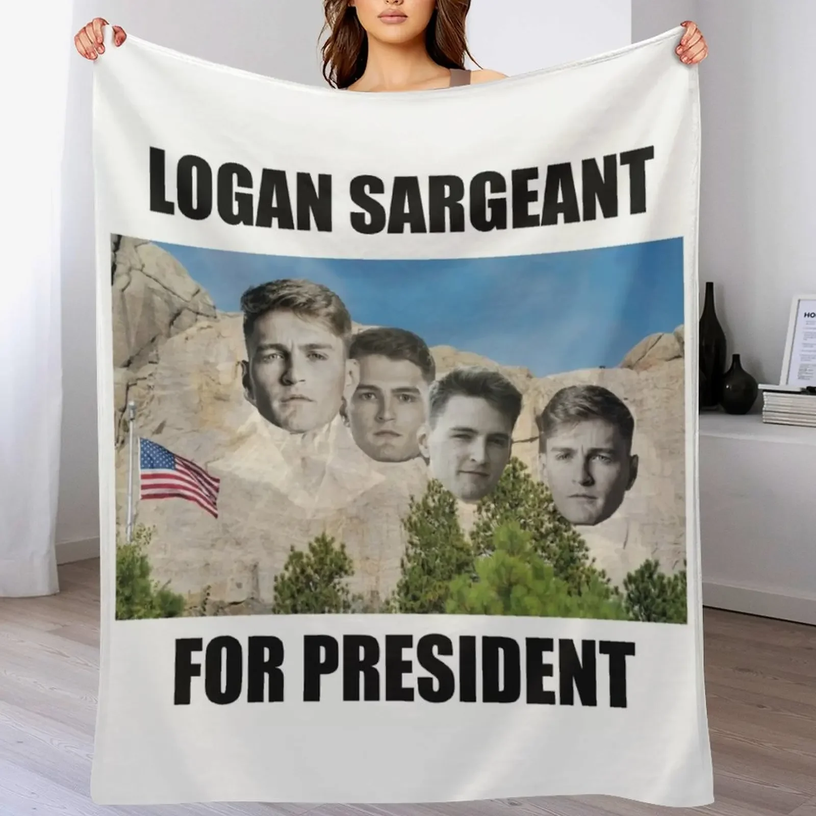 

F1 Driver Logan Sargeant for President - On Mount Rushmore Throw Blanket Sofa Throw Blankets Sofas Of Decoration Blankets