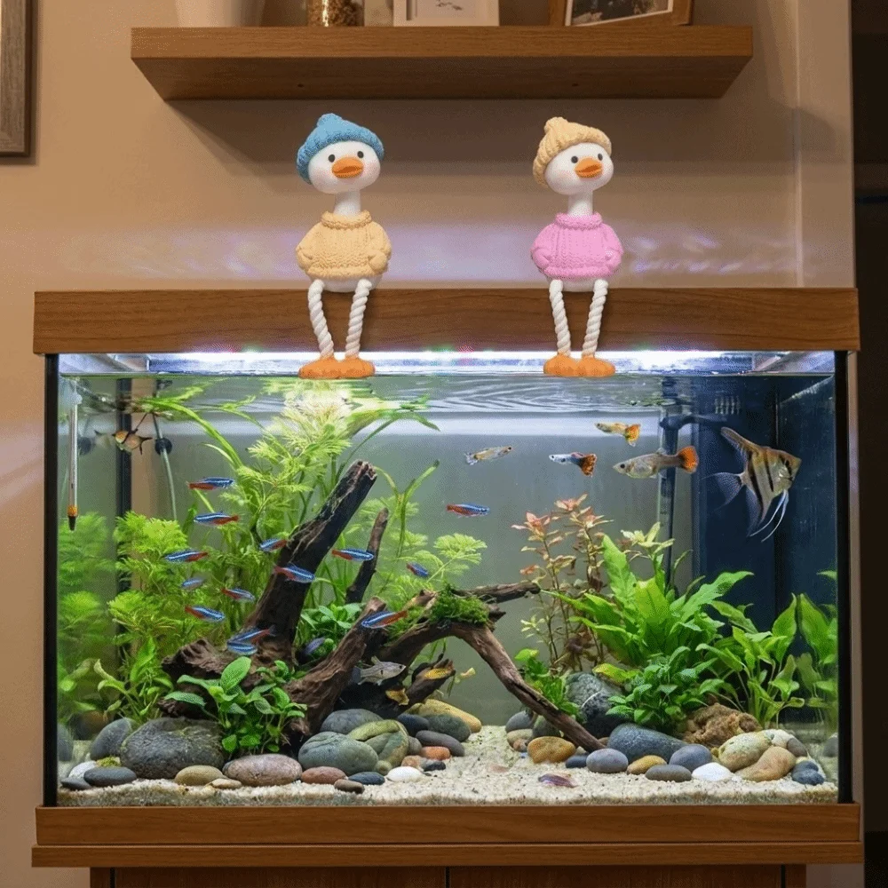 4PCS Animal Model Realistic Mini Duck Ornament Cute Cartoon Computer Monitor Decoration PVC Micro Landscape Ornaments Bonsai