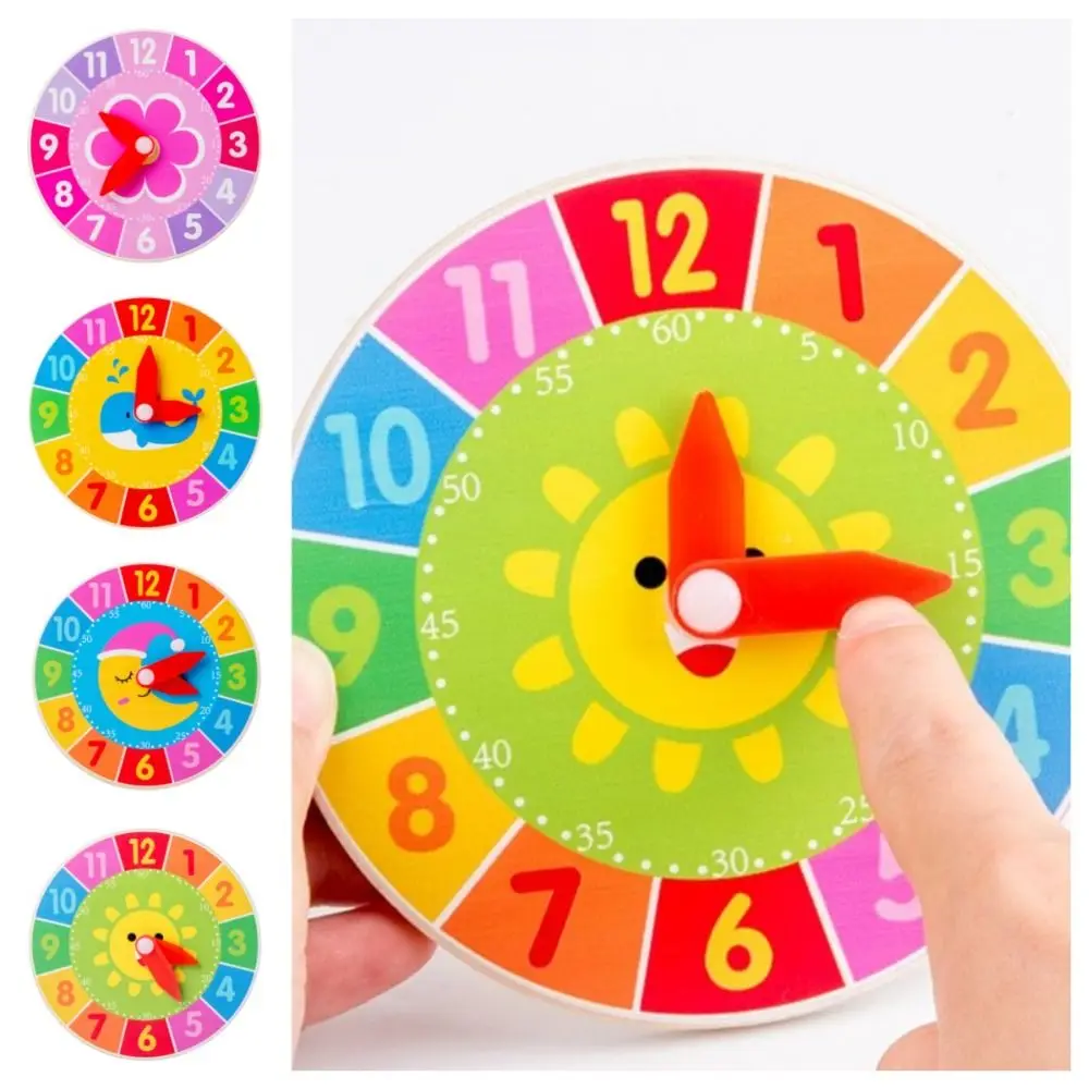 Early Educational Wooden Clock Toys Teaching Aid Life Skill Learning Simulation Clock Model Busy Board Colorful