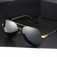 New Polarized Sunglasses Men's Metal Pilot Style Toad Mirror Driving Mirror UV resistant Retro Large Frame High end HD