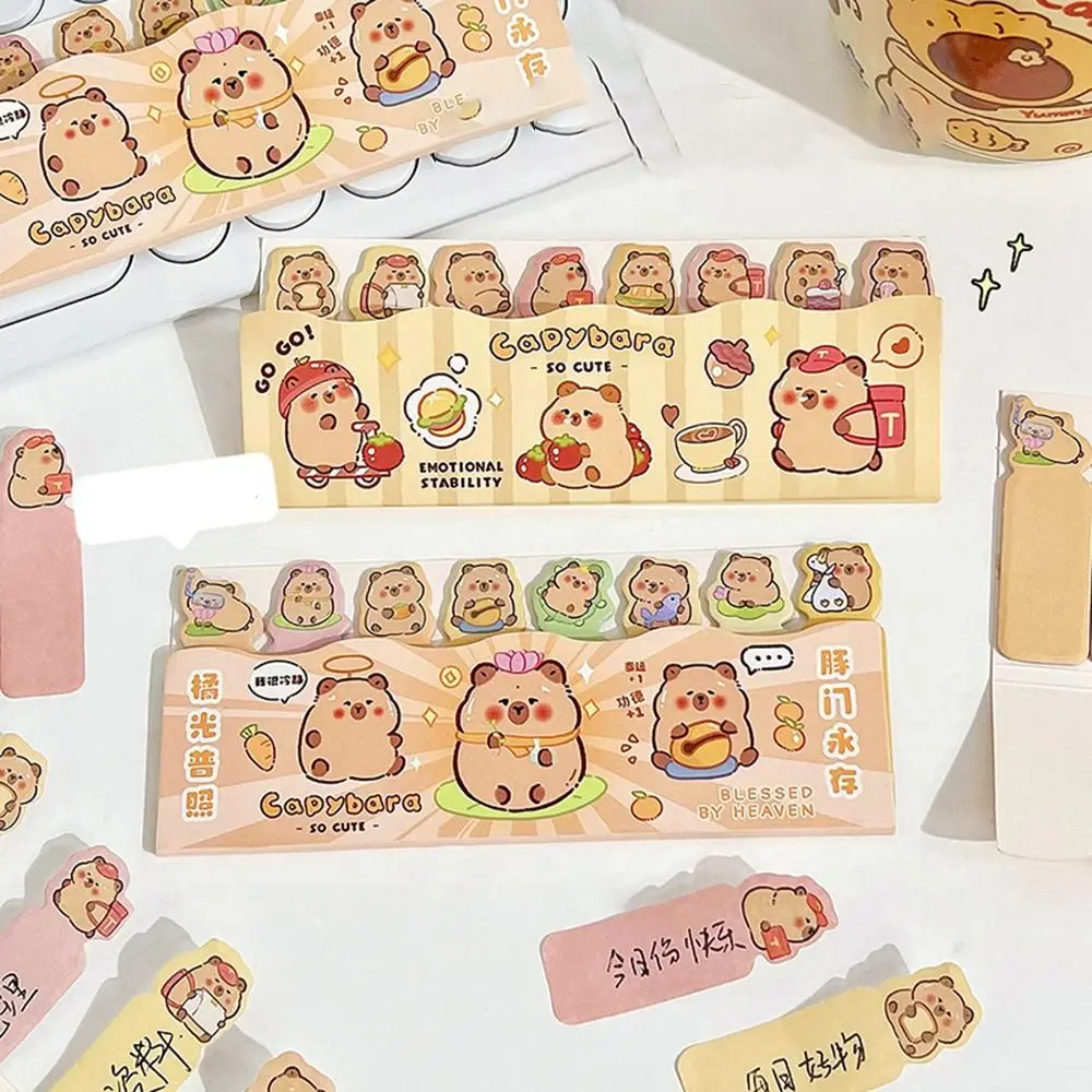 Cute Capybara Index Tabs Cartoon Multifunction Memo Pad Multi-purpose Self Adhesive Message Paper Stationery Supplies