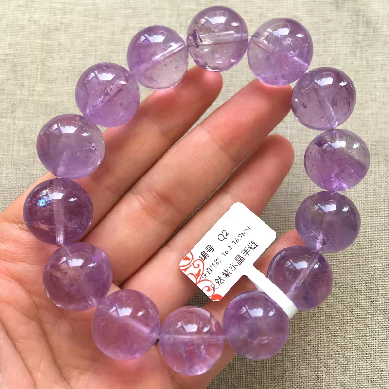 

Natural Lavender Amethyst Quartz Clear Round Beads Bracelet 16mm Crystal Purple Amethyst Big Size Women Men Jewelry AAAAAAA