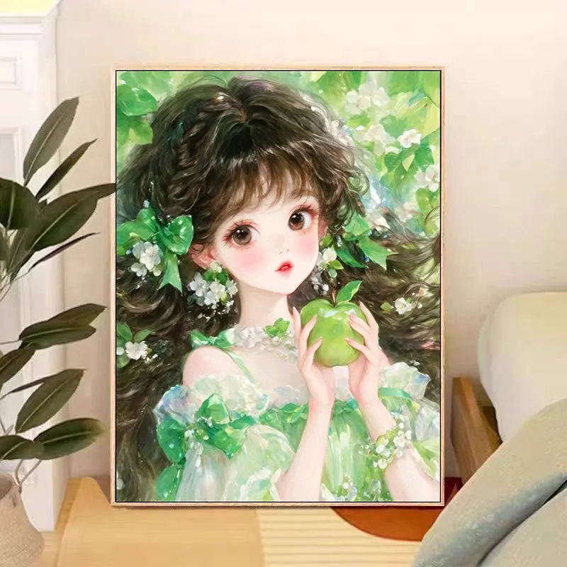 

14CT 9CT набор с принтом, вышивка крестиком, набор для рукоделия «сделай сам», поделки с иглами, нитки, зеленая девушка