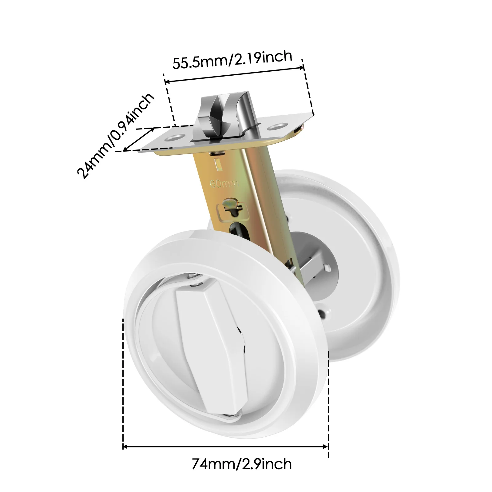 Keyless Recessed Door Lock 304Stainless Steel Rustproof Hidden Door Handle Lock for Sliding Door Recessed Cup Door Handle
