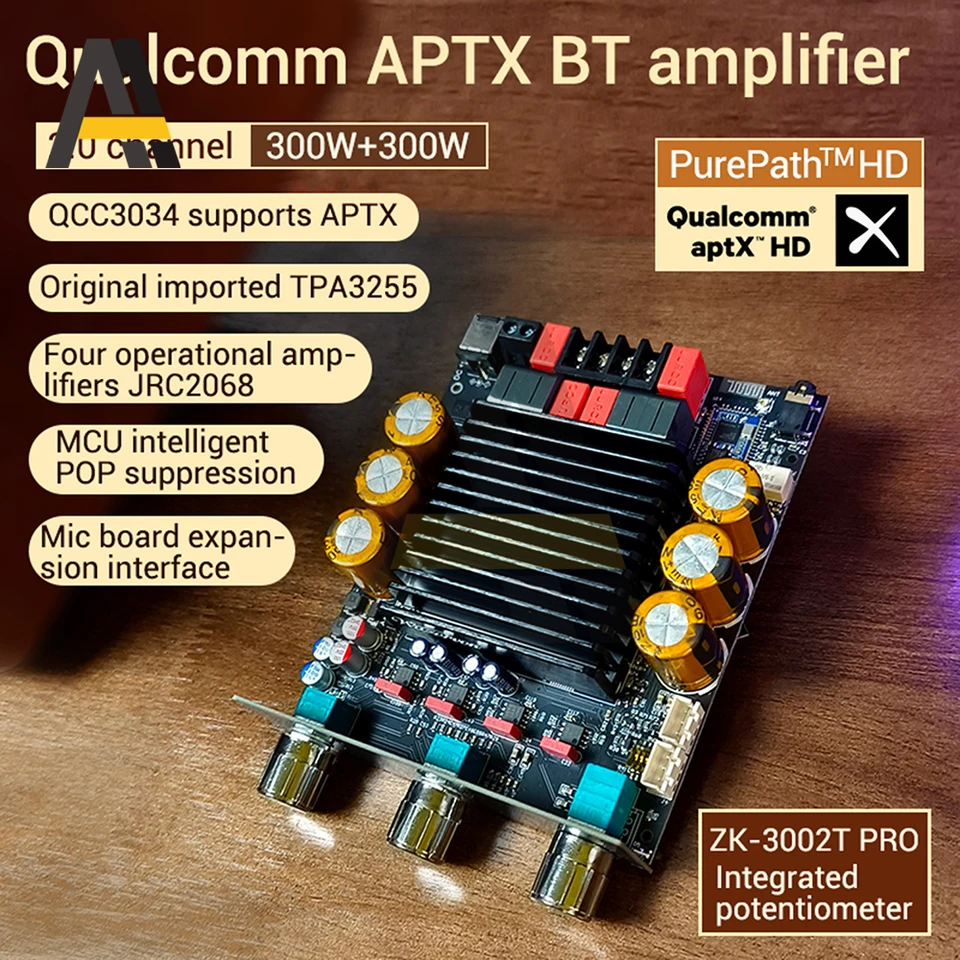 ZK-3002T PRO DC 18-50V Bluetooth Amplifier Board with Subwoofer