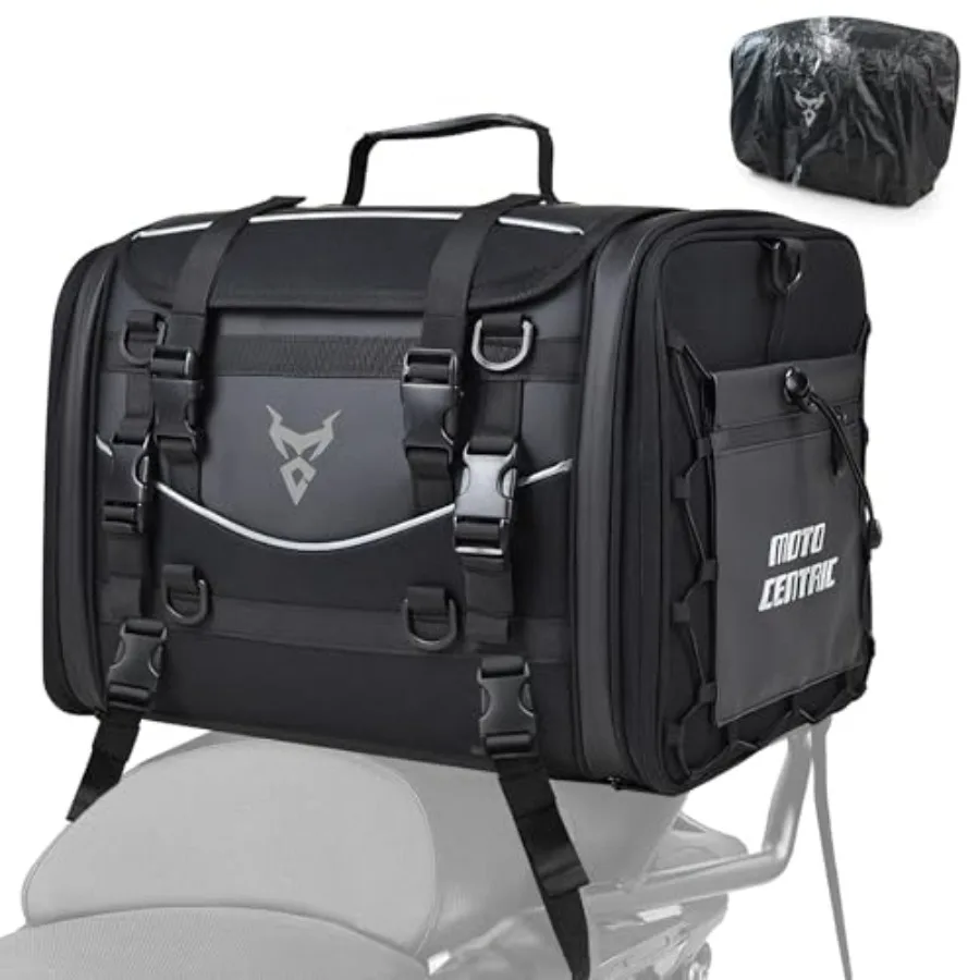 

Motorcycle Tail Bag Expandable Large Capacity 45-60L Motorcycle Luggage Bag with Rain Cover 1200D Oxford Fabric Waterproof Mult