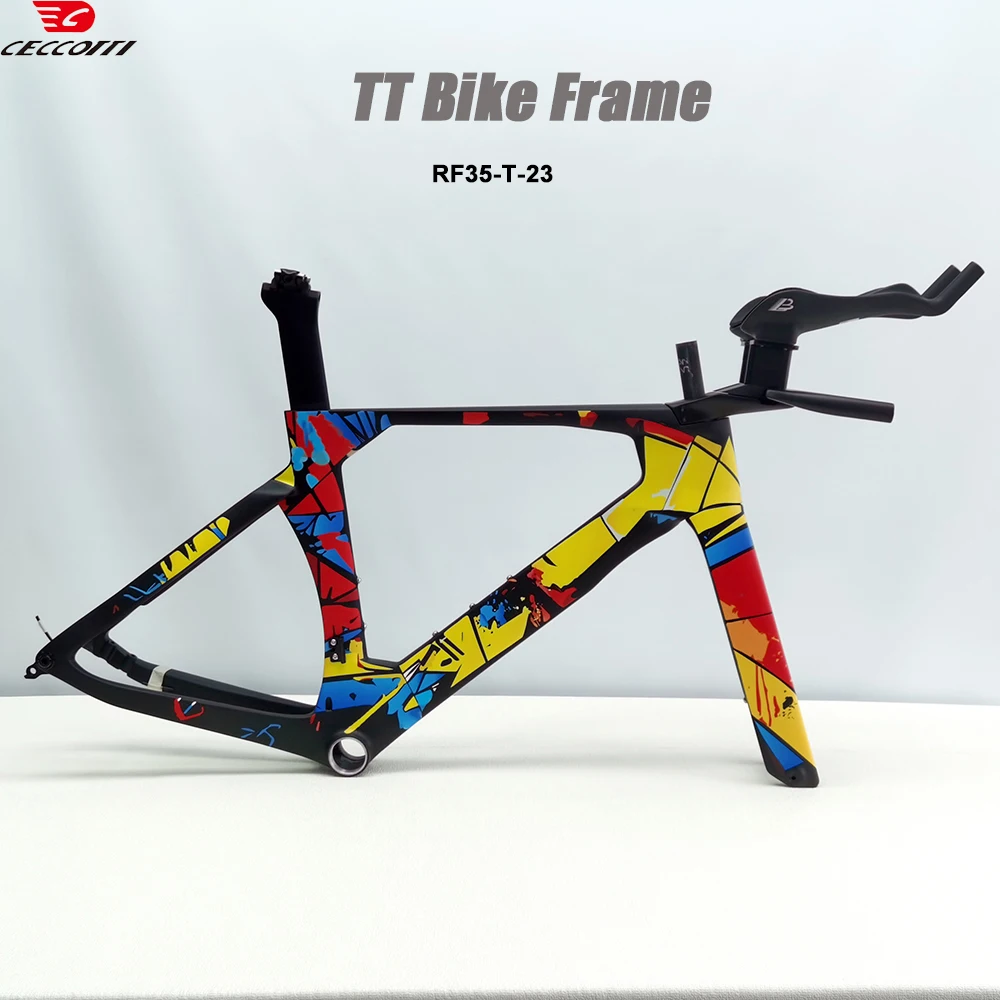 CECCOTTI 2025 Carbon TT Rahmenset Modell 700 * 28C Scheibenbremse Straße Zeitfahren Fahrradrahmen Crackle Farbe NEUE Malerei
