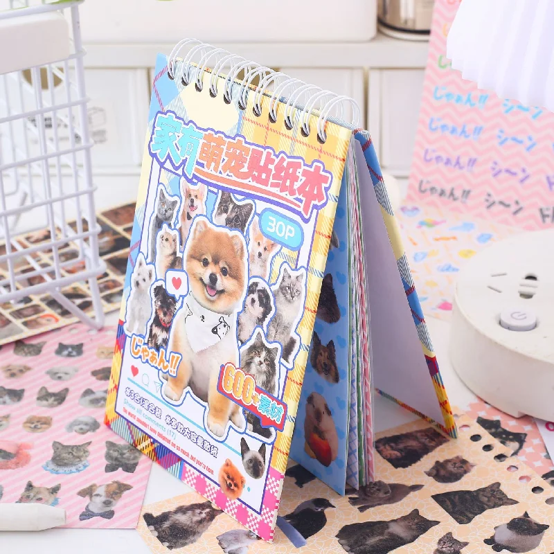 Cute Pet Stickers Material Collection Cartoon Pet Character Handbook Decorative Stickers Kids Gift School Stationery