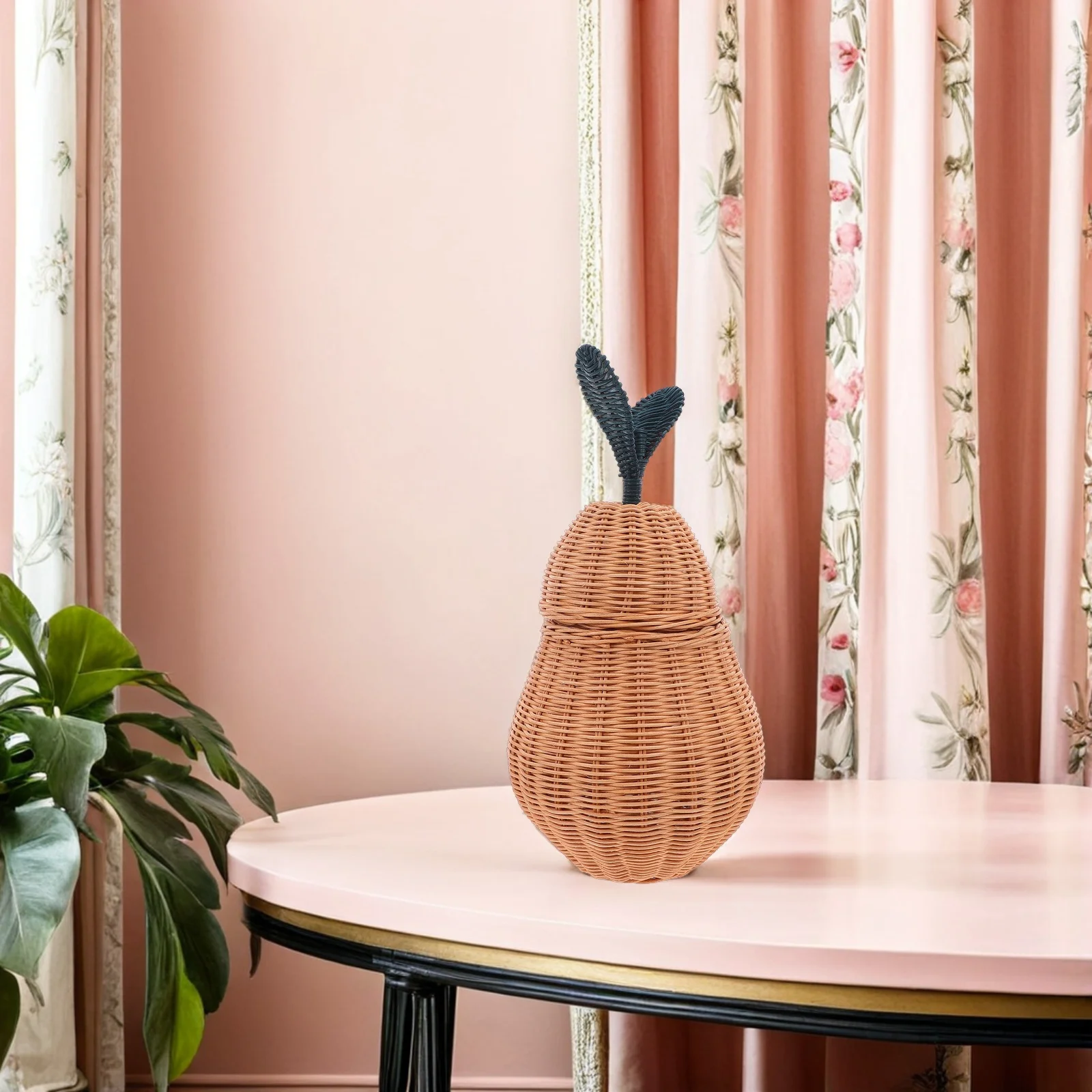 

Hand Woven Shelf Organizer Pear Shaped Basket Sustainable Willow Weaving Farmhouse Storage Bin Autumn Wicker Decor Picnic Food