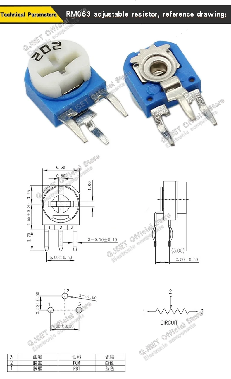 10 Stück vertikal einstellbarer Widerstand 501 500 Ohm, Zubehör zur Leistungs- und Heizungsregelung für Induktionskochfelder, horizontaler Potentiometer 501 – Detail 4