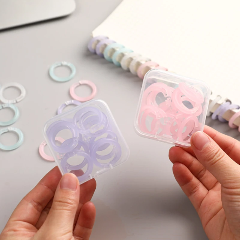 20Pcs Color Translucent Plastic Binder Ring Coil Notebook Photocard Collection Book Album DIY Loose Leaf Binder Clip Rings