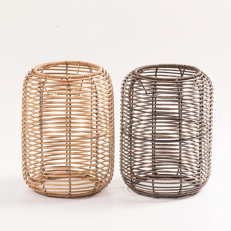 Imitation Rattan Woven Lampshade Hotel Teahouse Restaurant Creative Retro Ins Wind Chandelier Decorative Lampshade