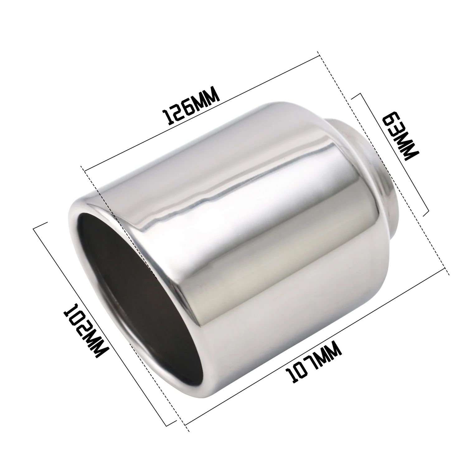 65mm to 102mm Slant Exhaust End tip Stainless Steel Black Muffler throat for universal car