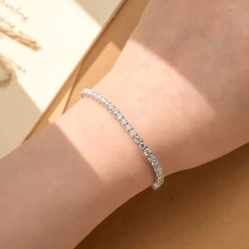 Lnngy zertifiziertes 3 mm 0,1 ct Moissanit-Tennisarmband für Damen und Herren, 14 Karat Gold gefüllt, glänzender Handschmuck, Geschenk – Detail 7