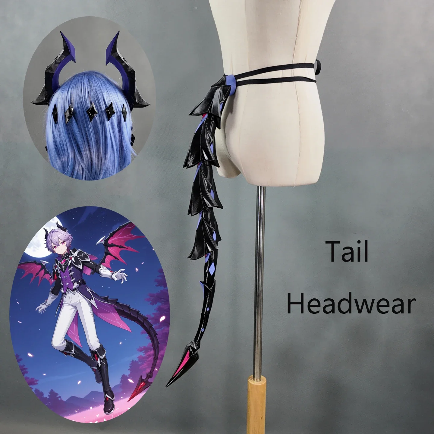 

Durin Cosplay Tail And Headwear Diagonal Game Genshin Impact Props Halloween Comic Convention Party Clothing Accessory
