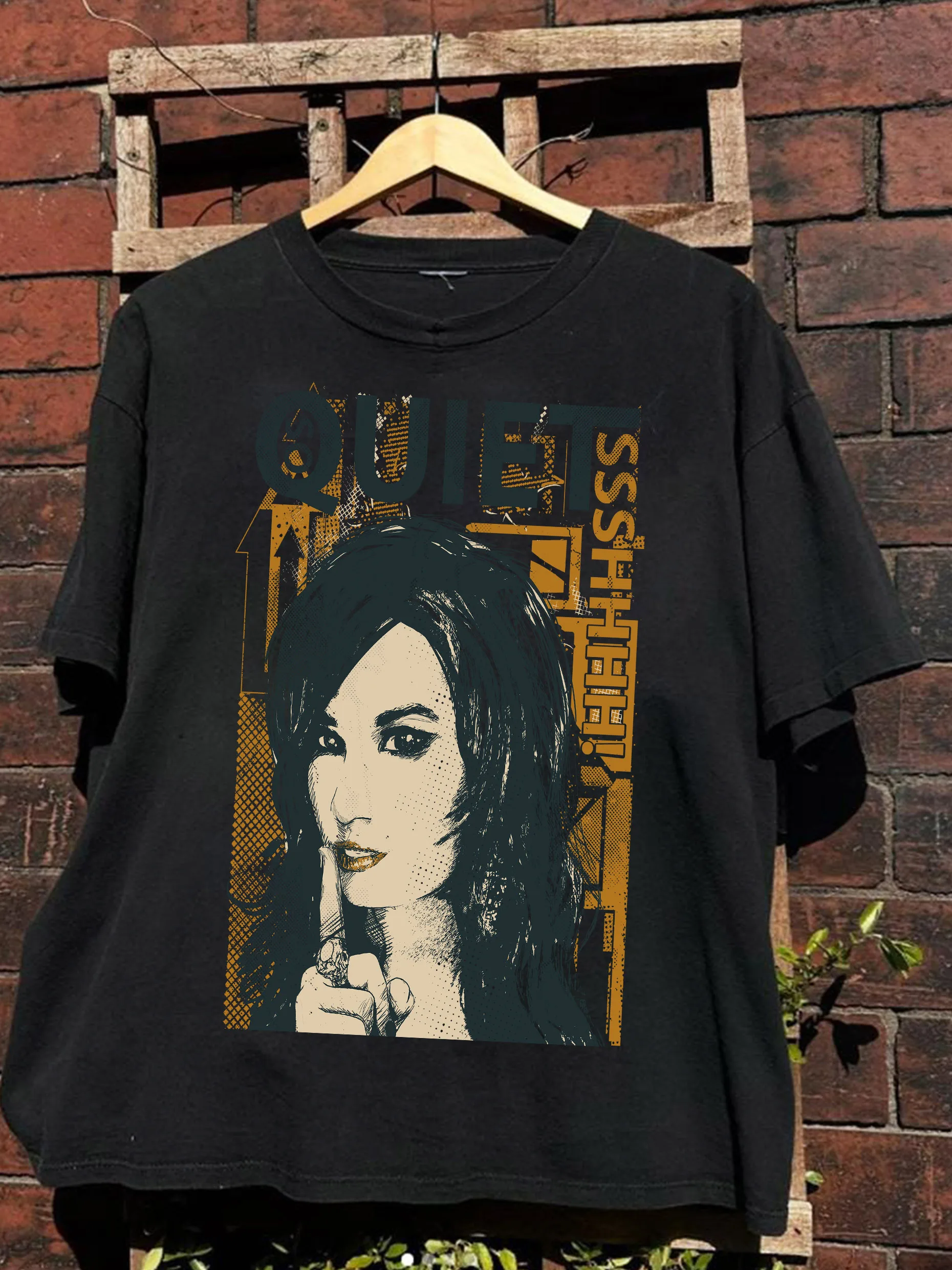 

Мужская футболка с тихим принтом, черная с круглым вырезом с коротким рукавом, 100% хлопок