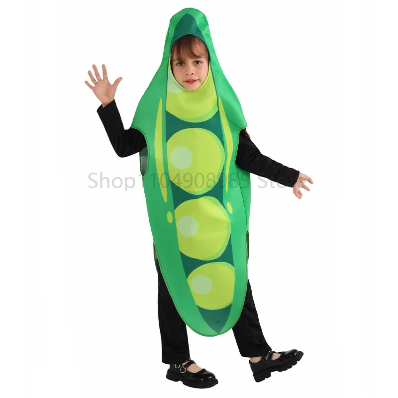 

Children School Stage Dress Up Pea Pods Cosplay Costumes Stage Performances Jumpsuit Girls Boys Funny Food Outfits Clothes