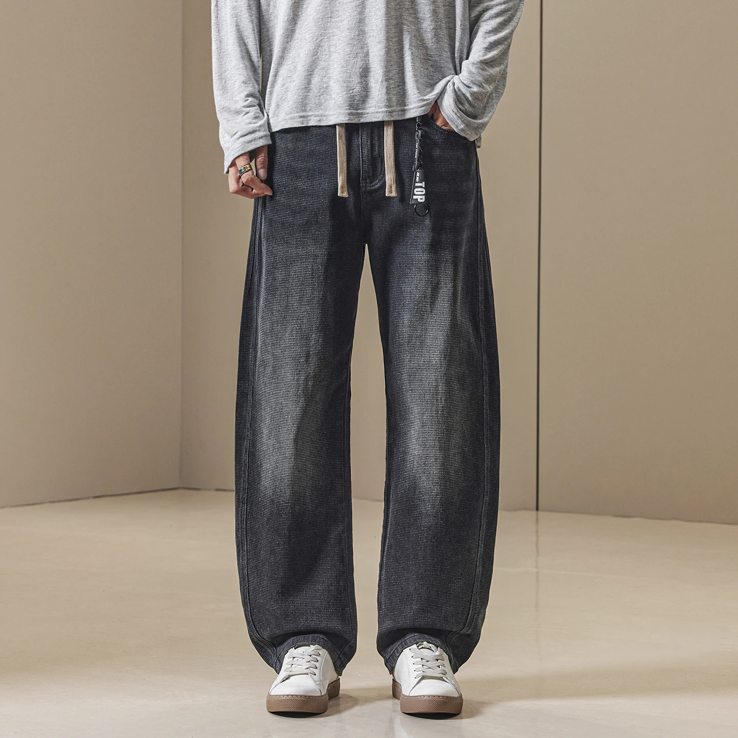 2026 Autumn Winter New Vintage Washed Soft Denim Men's Jeans Loose Straight Streetwear Hip Hop Denim Pants Work Trousers Male