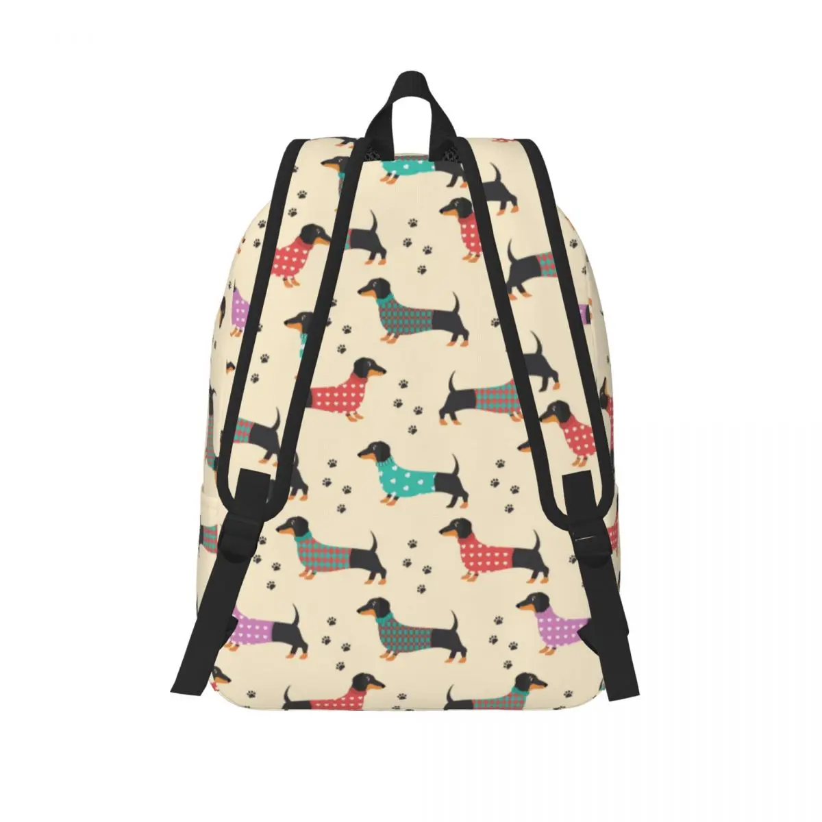 Cartoon Dachshund Dog Pattern Travel Canvas Backpack Women Men School Computer Bookbag College Student Daypack Bags