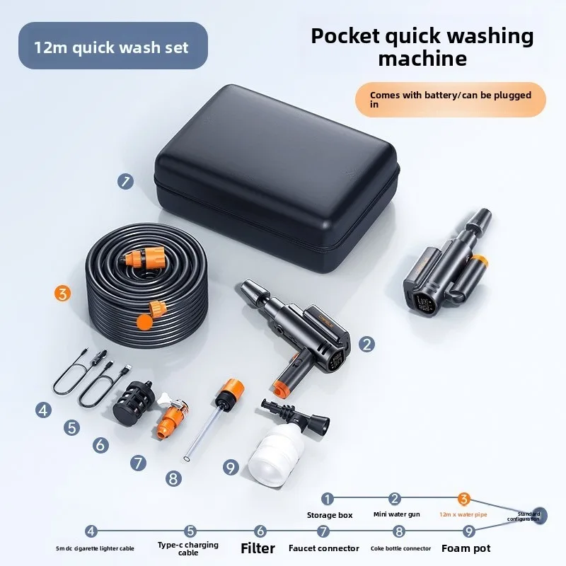 High Pressure Water Spray Nozzle, Adjustable Garden Hose Spray Gun for Car Washing, Patio & Ground Cleaning
