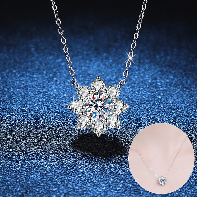 Apaison 6.5 mm 1 ct Moissanite Eternity Necklace Pendant For Women 100% 925 Sterling Silver Fine Jewelry Bridal Gift Wholesale