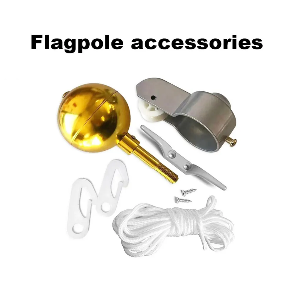 Reliable Flagpole Kit with 50ft Polyester Rope Gold Ball and Hardware to Prevent Tangling and Smooth Operation