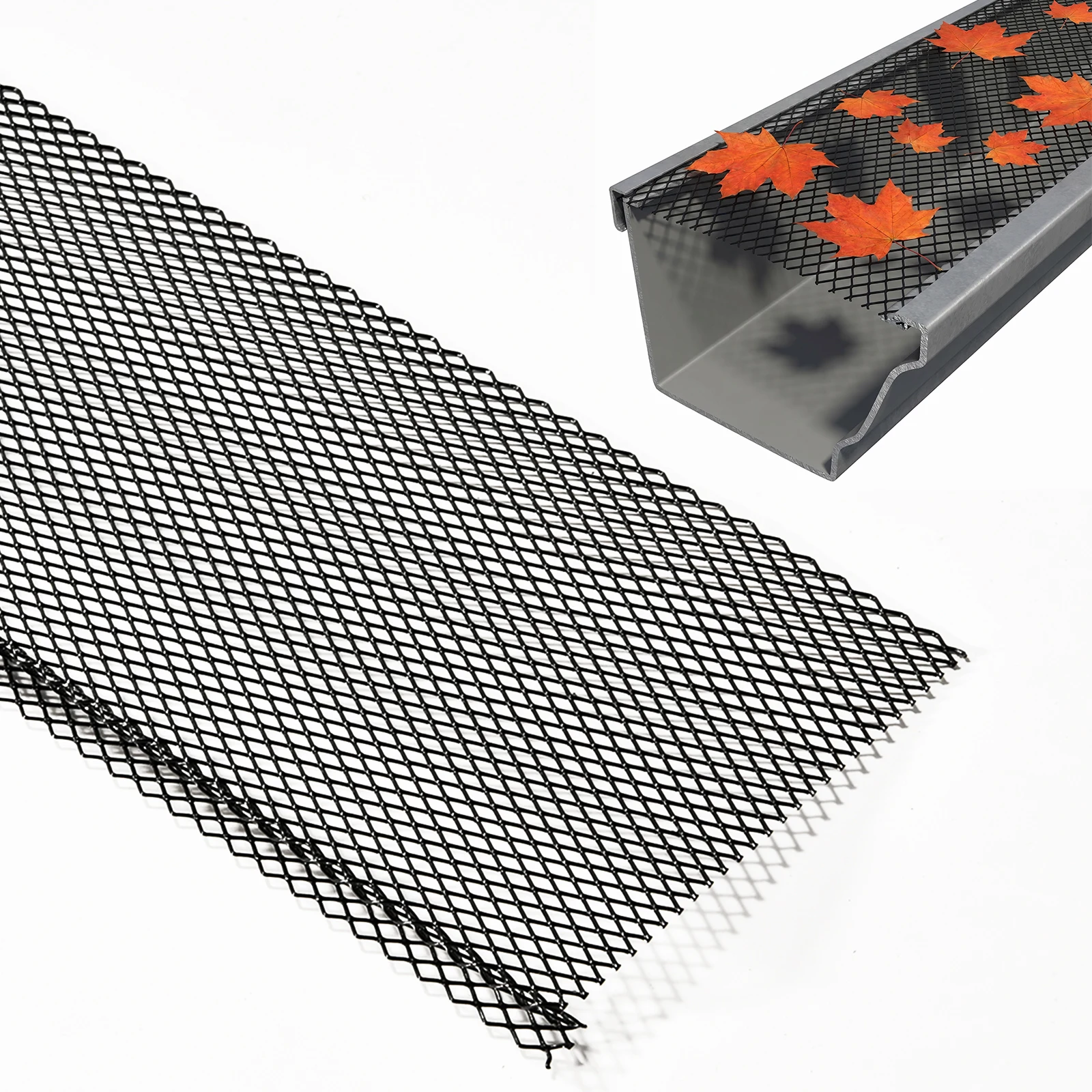 42/72 Pack 6 in Steel Gutter Guard Covers 126/216 ft, Heavy Duty Steel Leaf Filter with Mesh Screen, Easy Snap-in Install for 4/5/6 in Gutters