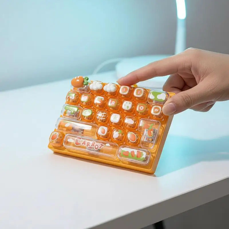 Niedliches Fidget-Tastatur-Spielzeug mit Kirschmotiv, zur Stressbewältigung, mit süßen Cartoon-Motiven, ideal zur Entspannung, für Büro, Freizeit und als Geschenk für Teenager. – Detail 7