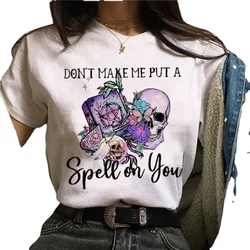 Camiseta feminina dos desenhos animados bruxa magia kawaii tshirt halloween crânio harajuku estética pro escolha oversized t camisa