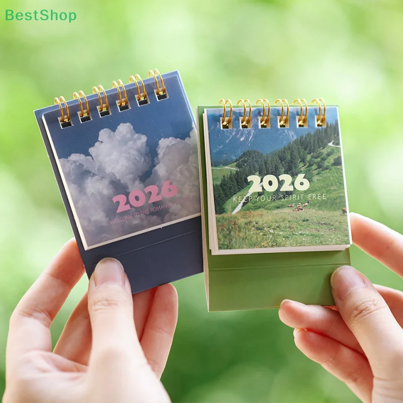 

2026 Landscape Mini Desk Calendar Creative Coil Calendar Planner Desktop Ornament Decoration Office Stationery