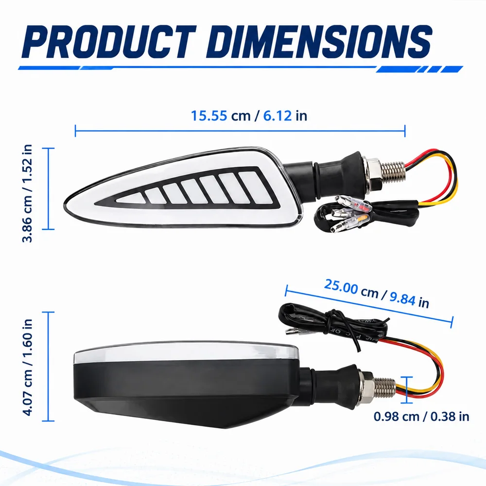 2pcs Universal LED Motorcycle Turn Signal Light For motorcycles with matching 10 mm mounting thread and 12 V DC power system