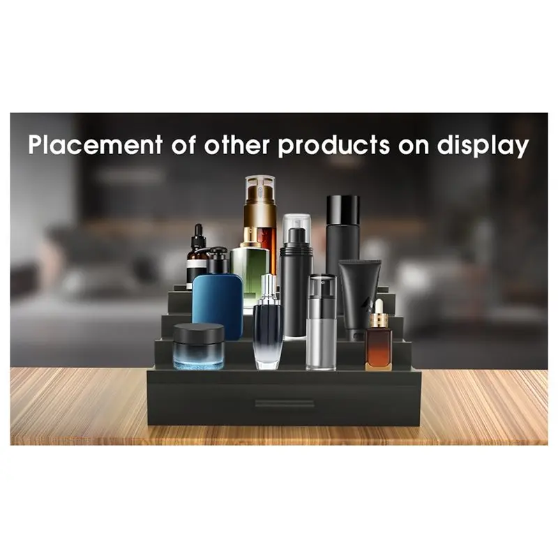 Y17A Sephyroth 4-Tier Cologne Organizer For Men, Display Shelf With Drawer Storage, Perfume Storage Risers