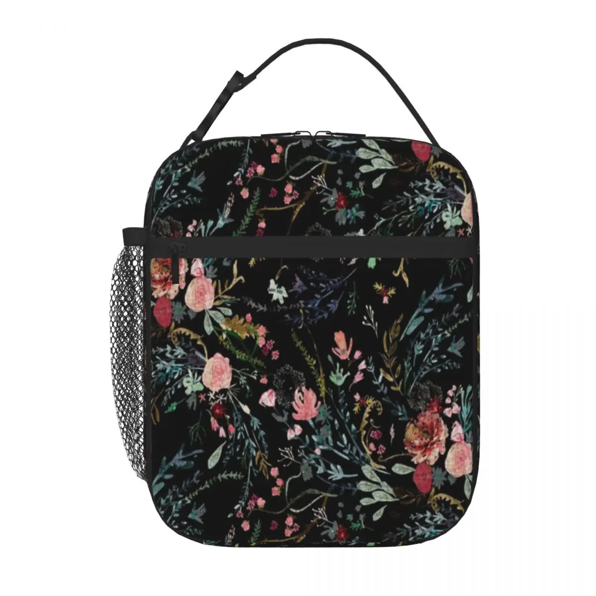 Hot Sale Midnight Floral Outdoor Rugged Insulated Snack Tote Classroom Meal Durable Lunch Bag